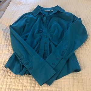 New York & Company Stretch Blue/Teal Long Sleeve Shirt.